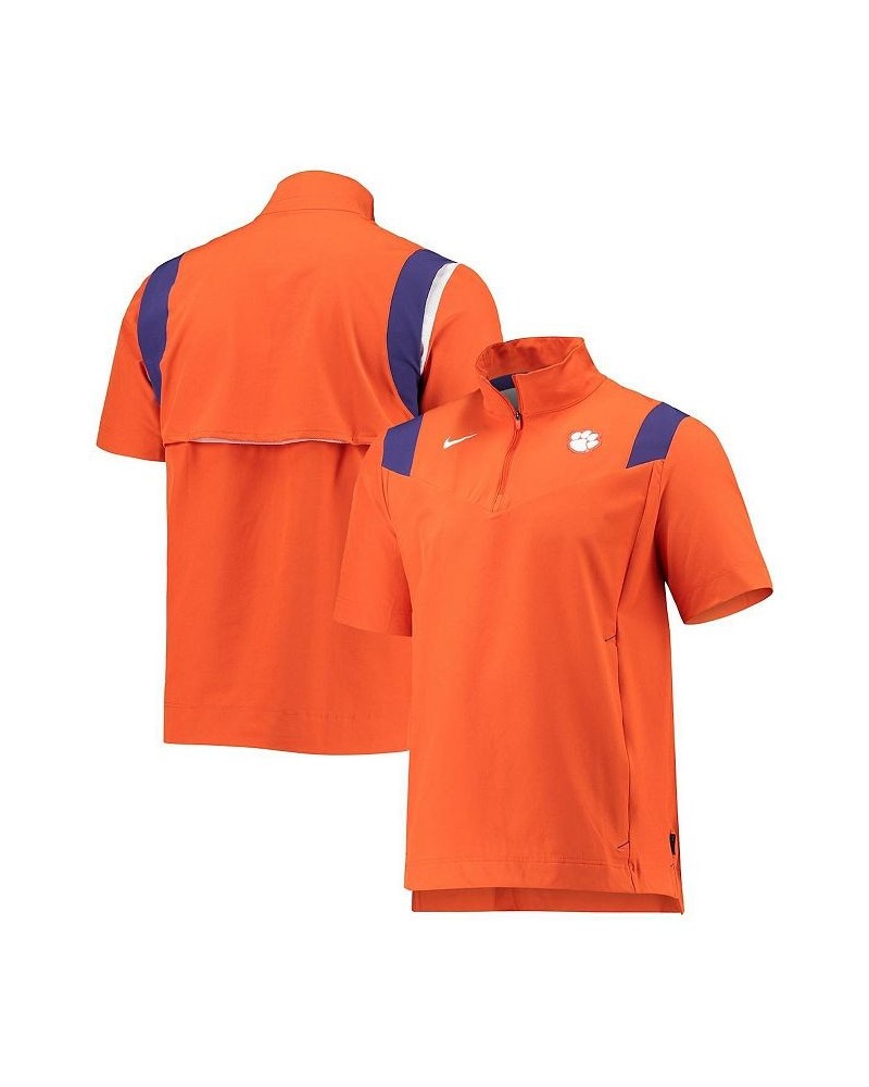 Men's Orange Clemson Tigers 2021 Coaches Short Sleeve Quarter-Zip Jacket $32.23 Jackets