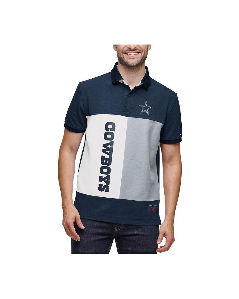 Men's Navy and Gray Dallas Cowboys Color Block Polo $30.38 Polo Shirts