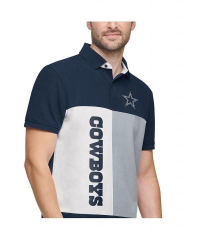 Men's Navy and Gray Dallas Cowboys Color Block Polo $30.38 Polo Shirts