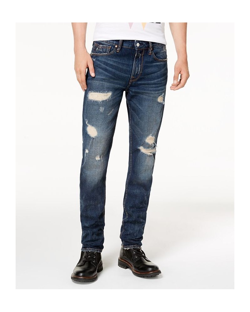 Men’s Slim Tapered Fit Destroyed Jeans Blue $44.84 Jeans