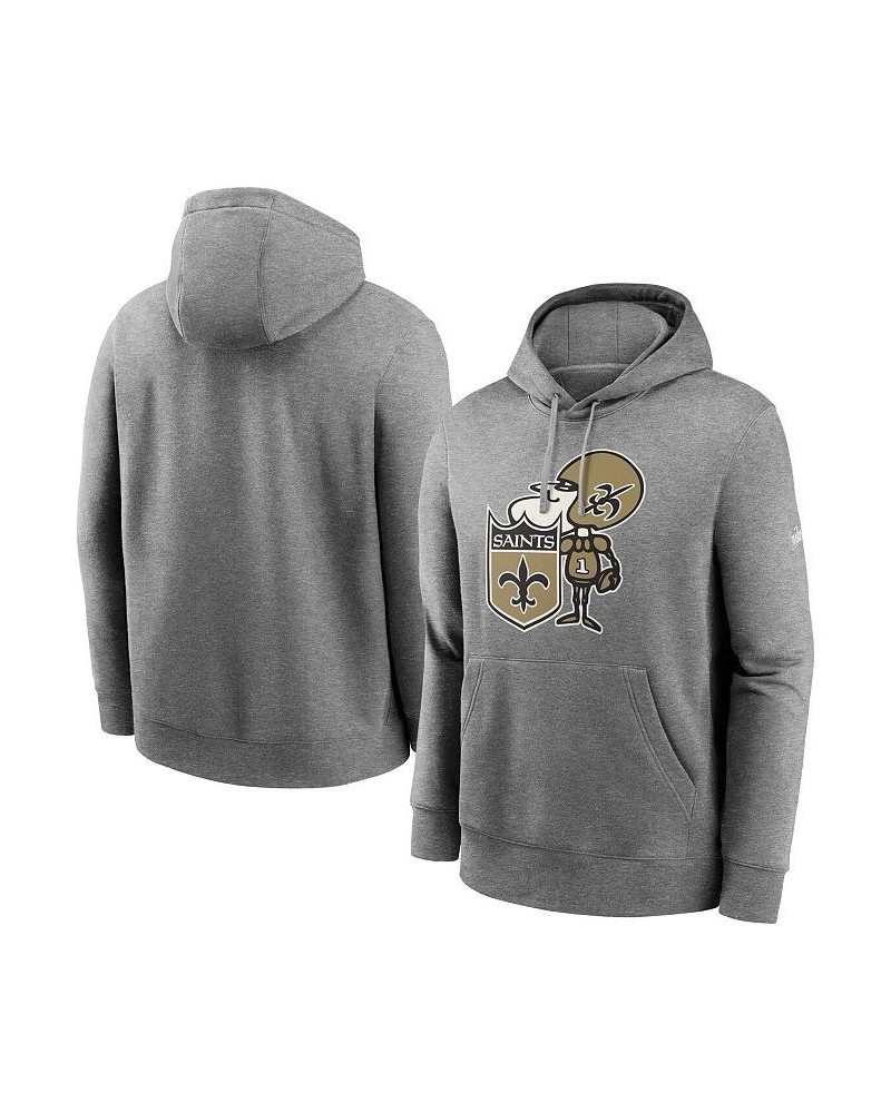 Men's Heathered Gray New Orleans Saints Rewind Club Fleece Pullover Hoodie $38.25 Sweatshirt