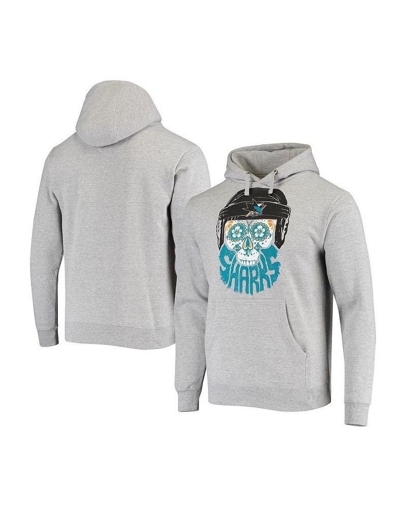 Men's Branded Heathered Gray San Jose Sharks Skull Beard Pullover Hoodie $33.63 Sweatshirt