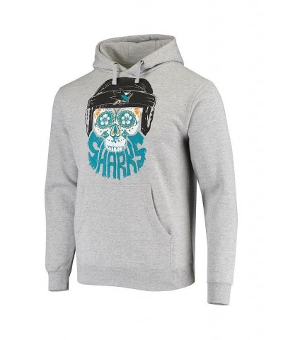 Men's Branded Heathered Gray San Jose Sharks Skull Beard Pullover Hoodie $33.63 Sweatshirt