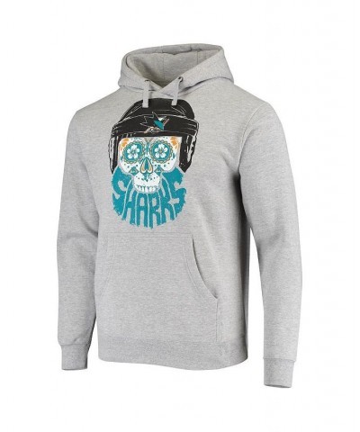 Men's Branded Heathered Gray San Jose Sharks Skull Beard Pullover Hoodie $33.63 Sweatshirt