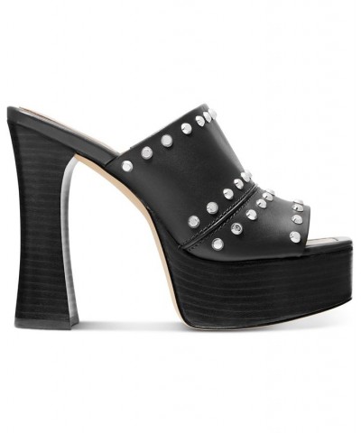 Women's Jagger Studded Platform Mule Sandals Black $77.55 Shoes