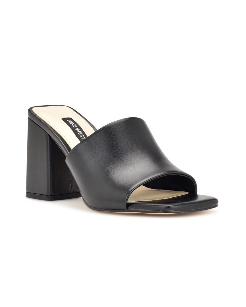 Women's Teice Square Toe Heeled Slide Sandals Black $38.95 Shoes