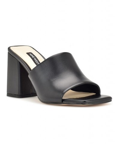 Women's Teice Square Toe Heeled Slide Sandals Black $38.95 Shoes