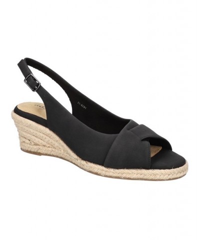 Women's Devlin Espadrille Wedge Sandals Black $34.50 Shoes