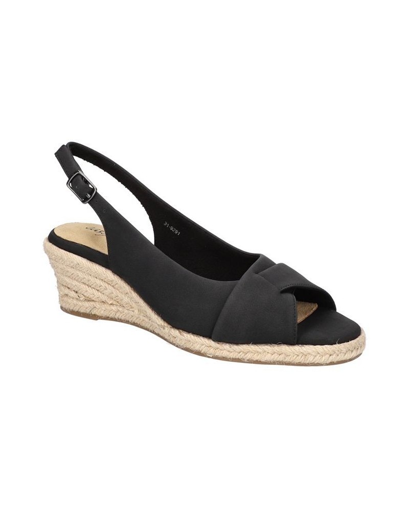 Women's Devlin Espadrille Wedge Sandals Black $34.50 Shoes