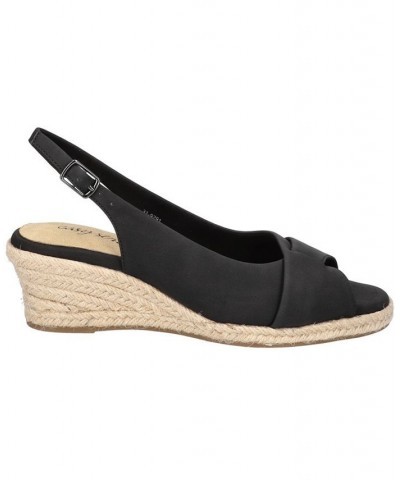 Women's Devlin Espadrille Wedge Sandals Black $34.50 Shoes