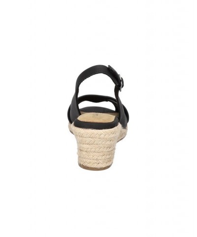 Women's Devlin Espadrille Wedge Sandals Black $34.50 Shoes