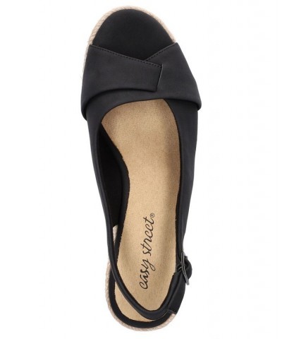 Women's Devlin Espadrille Wedge Sandals Black $34.50 Shoes