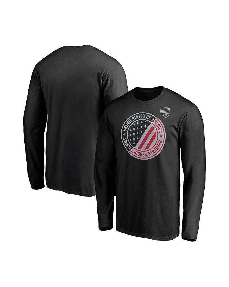 Men's Branded Black Reflective Ink Split Long Sleeve T-shirt $20.87 T-Shirts