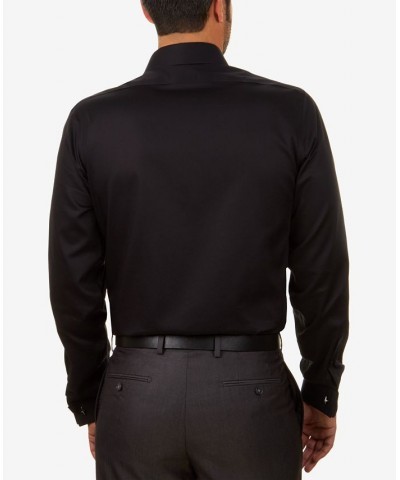 Men's Slim-Fit Non-Iron Performance Herringbone French Cuff Dress Shirt Black $25.87 Dress Shirts