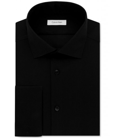 Men's Slim-Fit Non-Iron Performance Herringbone French Cuff Dress Shirt Black $25.87 Dress Shirts