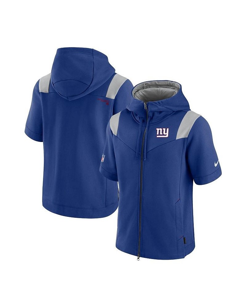 Men's Royal New York Giants Sideline Showout Short Sleeve Full-Zip Hoodie $45.50 Sweatshirt