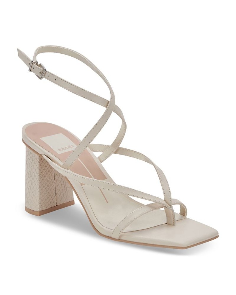 Women's Paroo Square-Toe Strappy Block-Heel Sandals White $47.60 Shoes