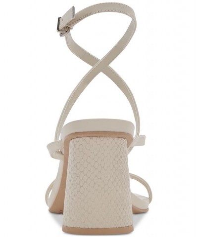 Women's Paroo Square-Toe Strappy Block-Heel Sandals White $47.60 Shoes