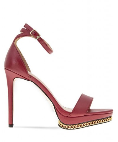 Women's Noelli Chain Detailed Platform Sandal Red $48.79 Shoes