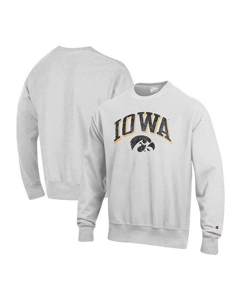 Men's Gray Iowa Hawkeyes Arch Over Logo Reverse Weave Pullover Sweatshirt $45.04 Sweatshirt