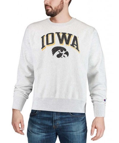 Men's Gray Iowa Hawkeyes Arch Over Logo Reverse Weave Pullover Sweatshirt $45.04 Sweatshirt