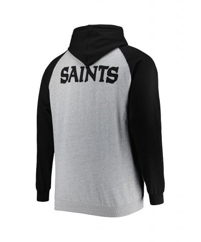 Men's Heather Gray New Orleans Saints Big and Tall Fleece Raglan Full-Zip Hoodie Jacket $36.00 Jackets