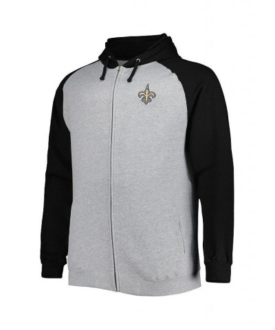 Men's Heather Gray New Orleans Saints Big and Tall Fleece Raglan Full-Zip Hoodie Jacket $36.00 Jackets