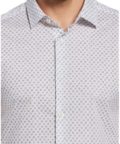 Men's Scribble Dot Print Stretch Short Sleeve Button-Down Shirt White $37.59 Shirts