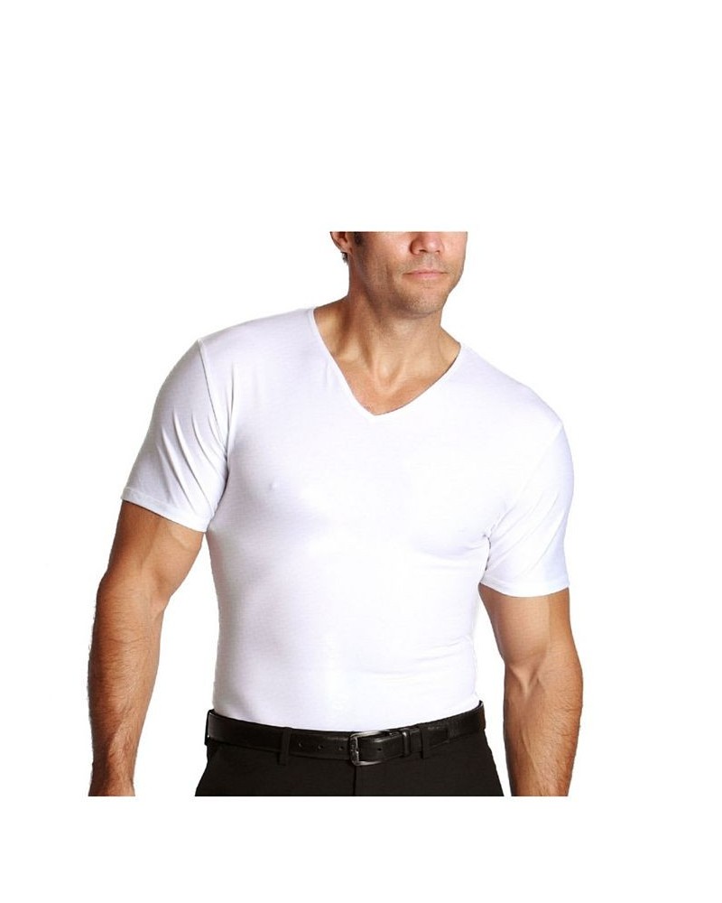 Men's Big & Tall Insta Slim Compression Short Sleeve V-Neck T-Shirt White $47.91 Undershirt