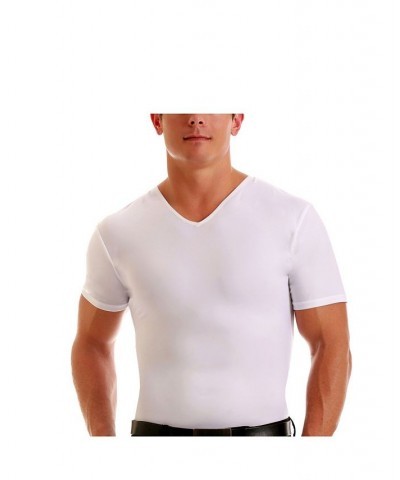 Men's Big & Tall Insta Slim Compression Short Sleeve V-Neck T-Shirt White $47.91 Undershirt