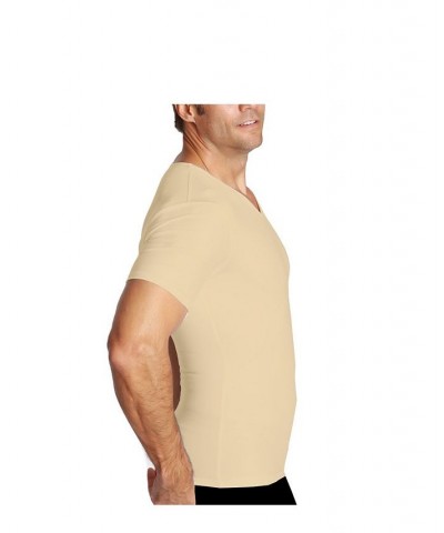 Men's Big & Tall Insta Slim Compression Short Sleeve V-Neck T-Shirt White $47.91 Undershirt