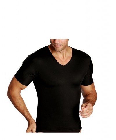 Men's Big & Tall Insta Slim Compression Short Sleeve V-Neck T-Shirt White $47.91 Undershirt