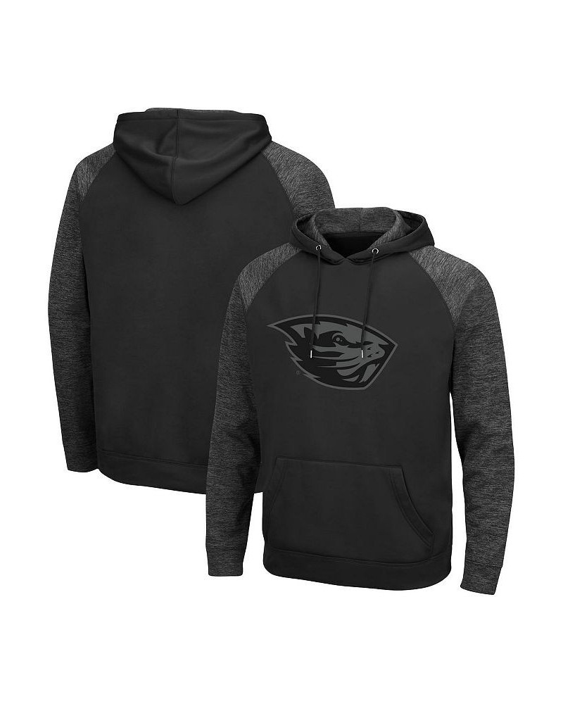 Men's Black Oregon State Beavers Blackout 3.0 Tonal Raglan Pullover Hoodie $30.80 Sweatshirt