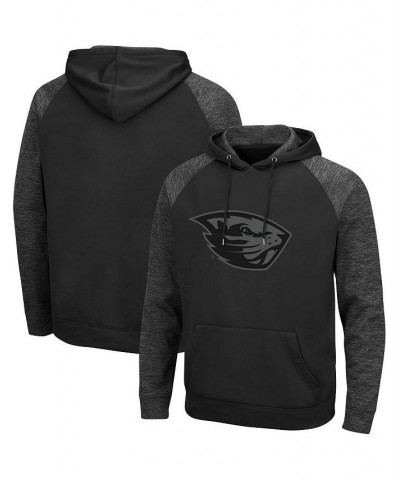 Men's Black Oregon State Beavers Blackout 3.0 Tonal Raglan Pullover Hoodie $30.80 Sweatshirt