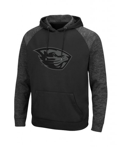 Men's Black Oregon State Beavers Blackout 3.0 Tonal Raglan Pullover Hoodie $30.80 Sweatshirt