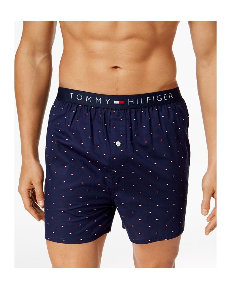 Men's Flag Logo Printed Cotton Boxers Sailor Navy $18.02 Underwear