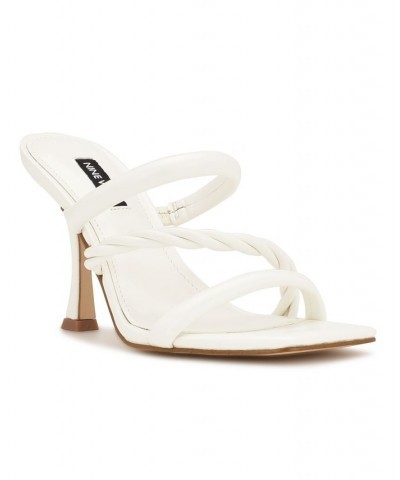 Women's Yester Strappy Heeled Slide Dress Sandals White $46.53 Shoes