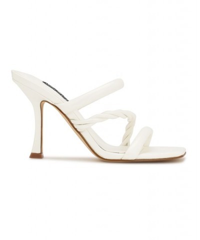 Women's Yester Strappy Heeled Slide Dress Sandals White $46.53 Shoes