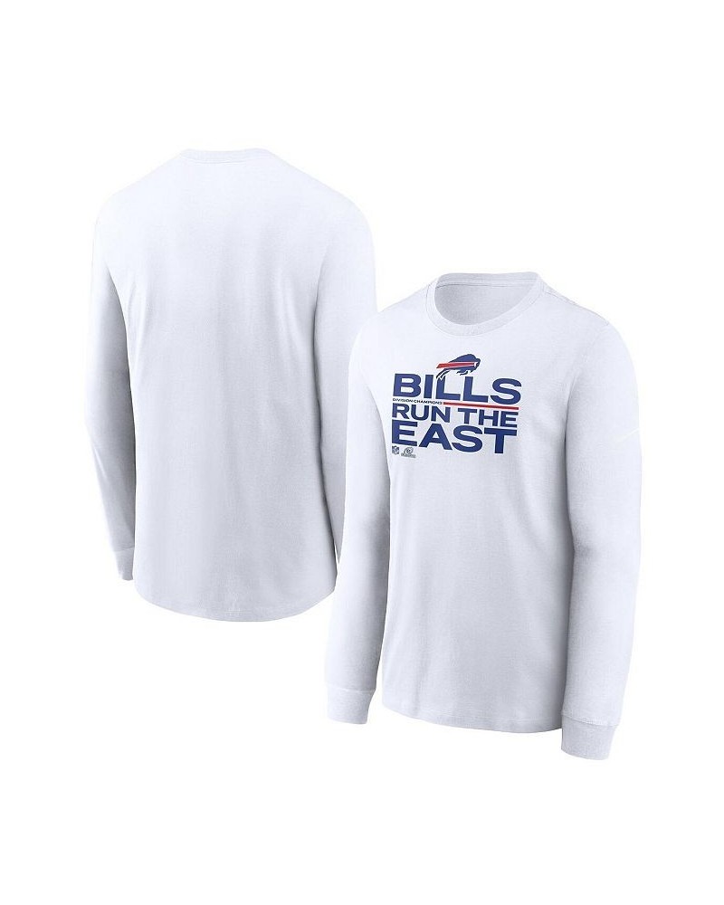 Men's White Buffalo Bills 2021 AFC East Division Champions Trophy Collection Long Sleeve T-shirt $21.50 T-Shirts