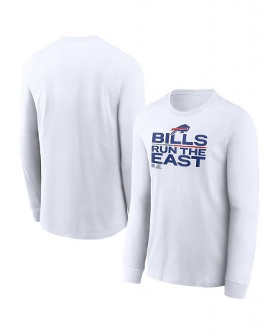 Men's White Buffalo Bills 2021 AFC East Division Champions Trophy Collection Long Sleeve T-shirt $21.50 T-Shirts