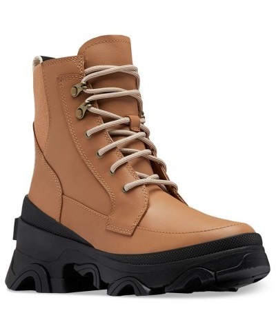 Women's Brex Lug Sole Lace-Up Boots Tan/Beige $43.97 Shoes