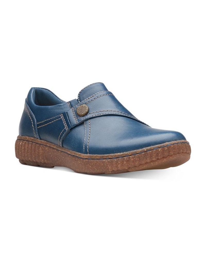 Women's Caroline Pearl Slip-On Flats Blue $48.00 Shoes