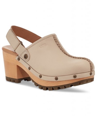 Women's Lanni Studded Slip-On Slingback Platform Clogs Tan/Beige $65.60 Shoes