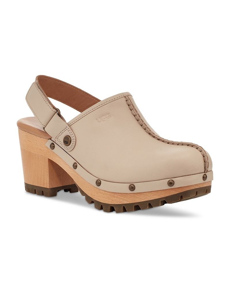 Women's Lanni Studded Slip-On Slingback Platform Clogs Tan/Beige $65.60 Shoes