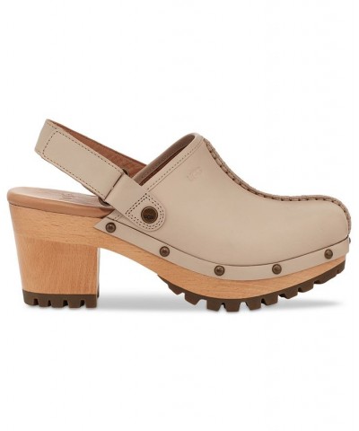 Women's Lanni Studded Slip-On Slingback Platform Clogs Tan/Beige $65.60 Shoes