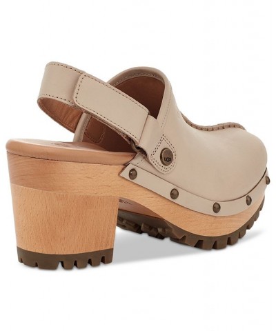 Women's Lanni Studded Slip-On Slingback Platform Clogs Tan/Beige $65.60 Shoes