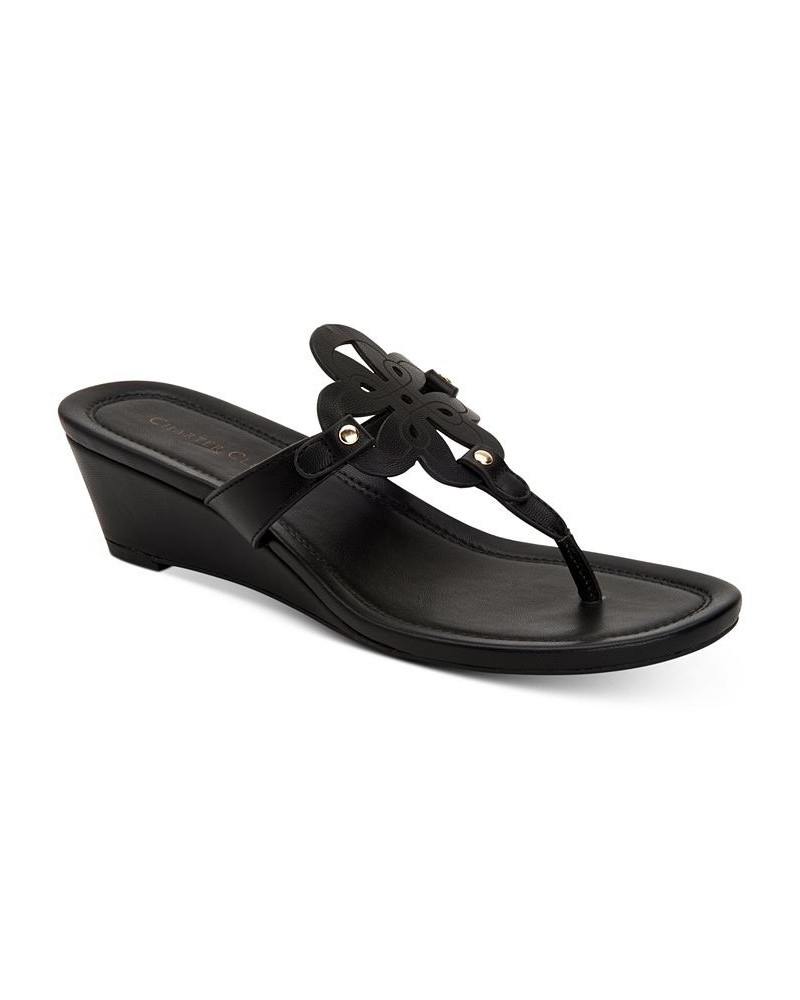 Penelopee Wedge Slide Sandals Black $24.40 Shoes