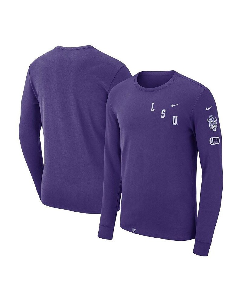 Men's Purple LSU Tigers Repeat Logo 2-Hit Long Sleeve T-shirt $18.45 T-Shirts