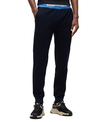 BOSS Men's Cotton-Blend Logo Waistband Tracksuit Bottoms Blue $66.56 Pants