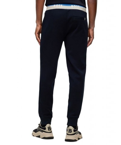 BOSS Men's Cotton-Blend Logo Waistband Tracksuit Bottoms Blue $66.56 Pants